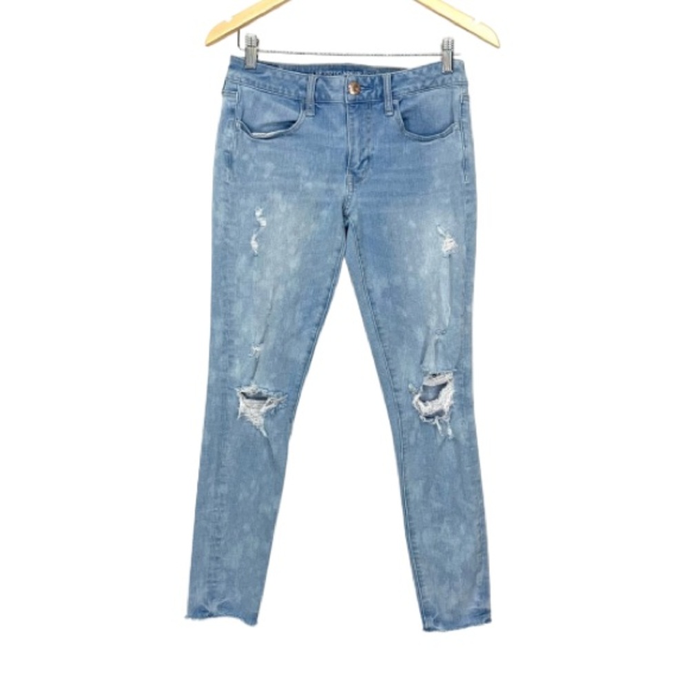 American Eagle Distressed 360° Super Stretch Skinny Jean Jeggings Light Wash